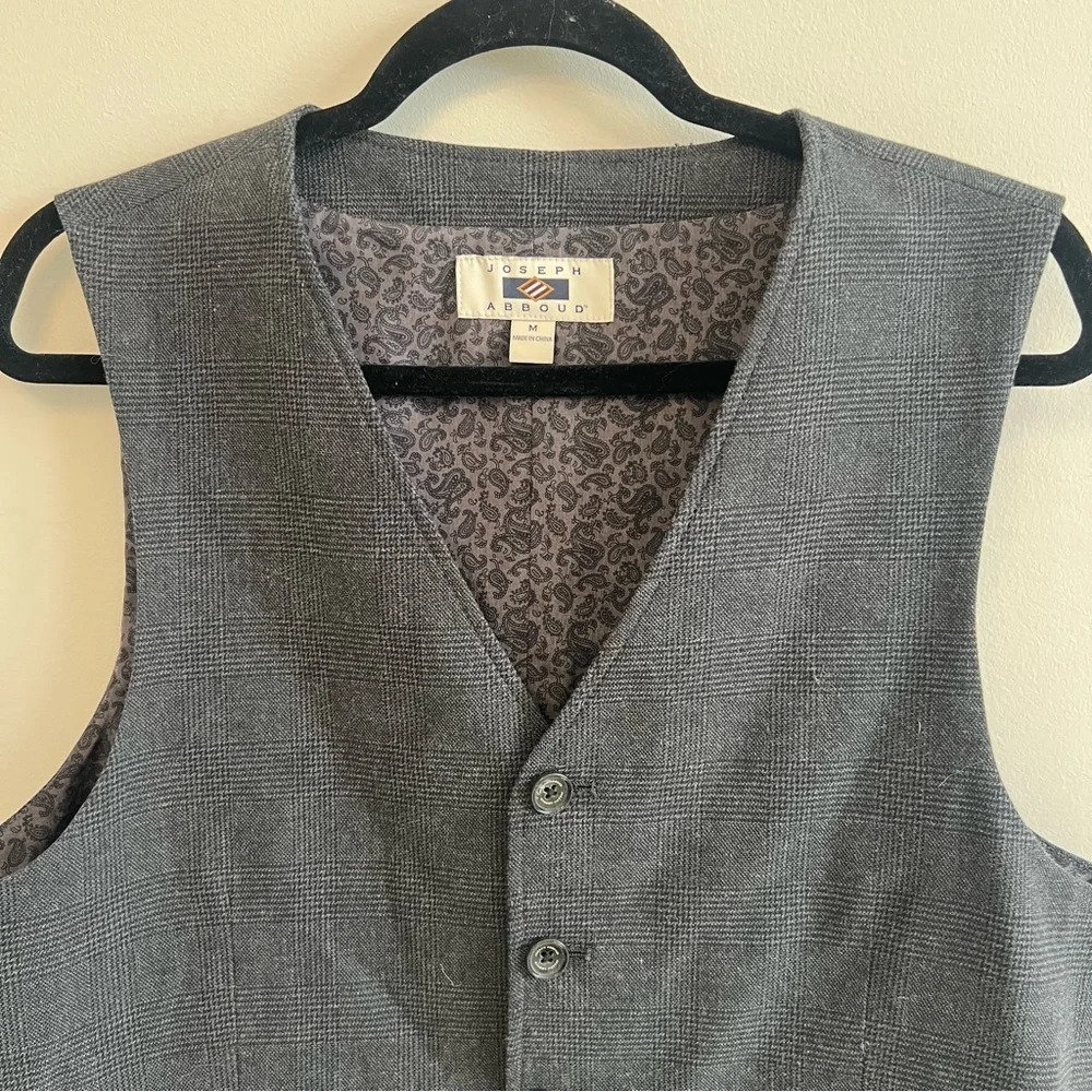 Joseph Abboud Charcoal Houndstooth Men’s Vest Wedding Fancy Business Career Work